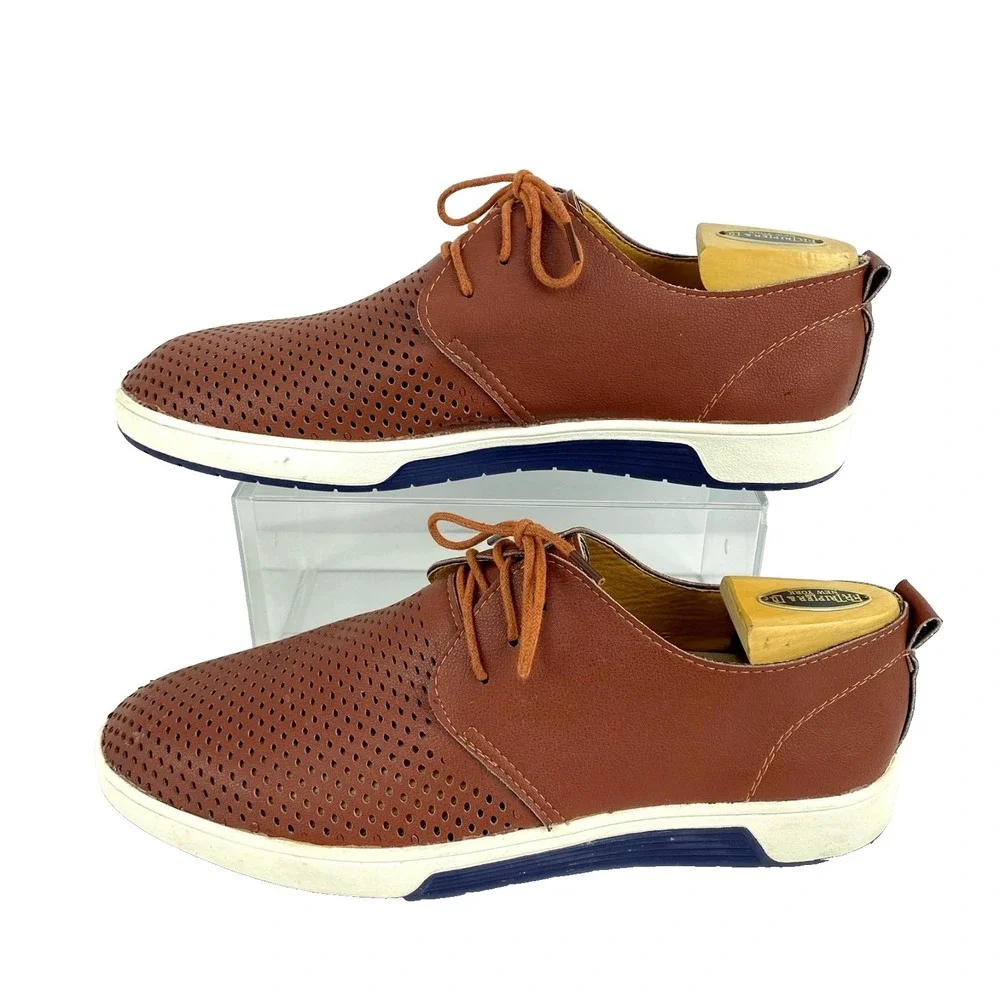 Merkmak Casual Oxford Shoes Men's 10 M Chestnut Brown Sneakers Comfort Loafers